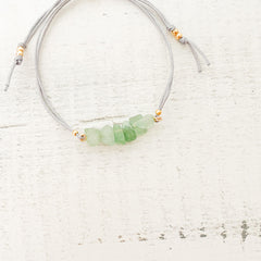 Jade Natural Stone Bracelet with Gray Yarn