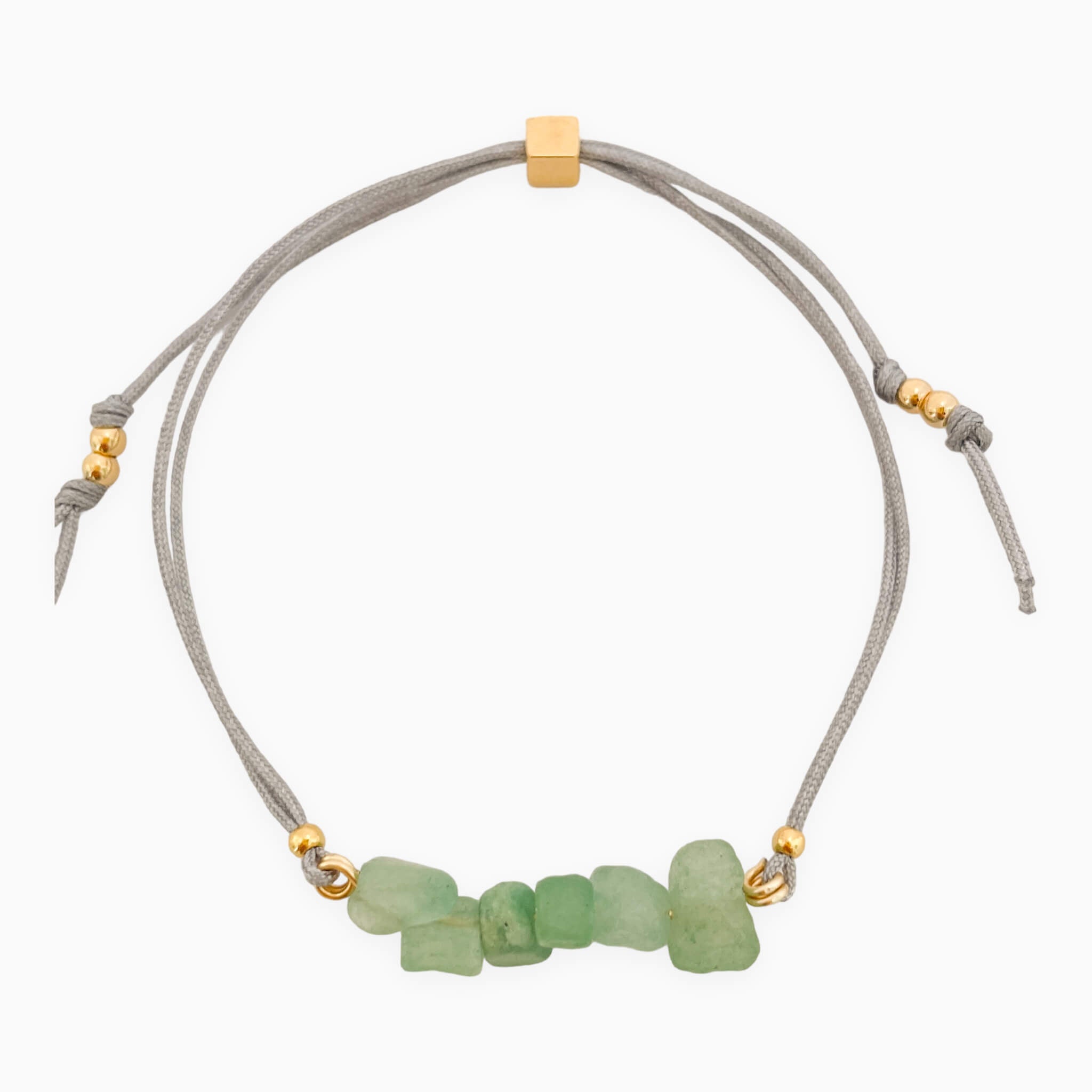 Jade Natural Stone Bracelet with Gray Yarn