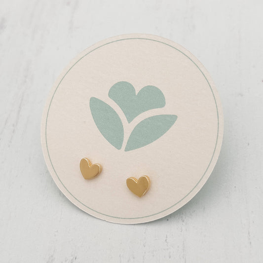 Small Gold-Plated Heart Studs