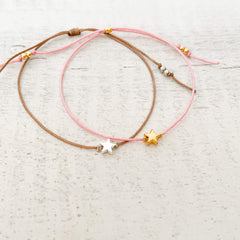 Two-Piece Pink and Gray Yarn Set with Stars