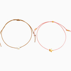 Two-Piece Pink and Gray Yarn Set with Stars