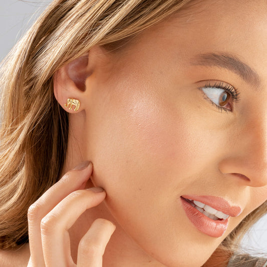 Gold-Plated Elephant Studs