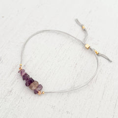 Amethyst Natural Stone Bracelet with Gray Yarn