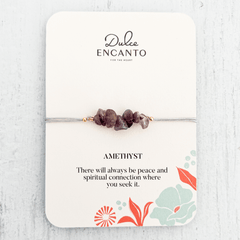Amethyst Natural Stone Bracelet with Gray Yarn