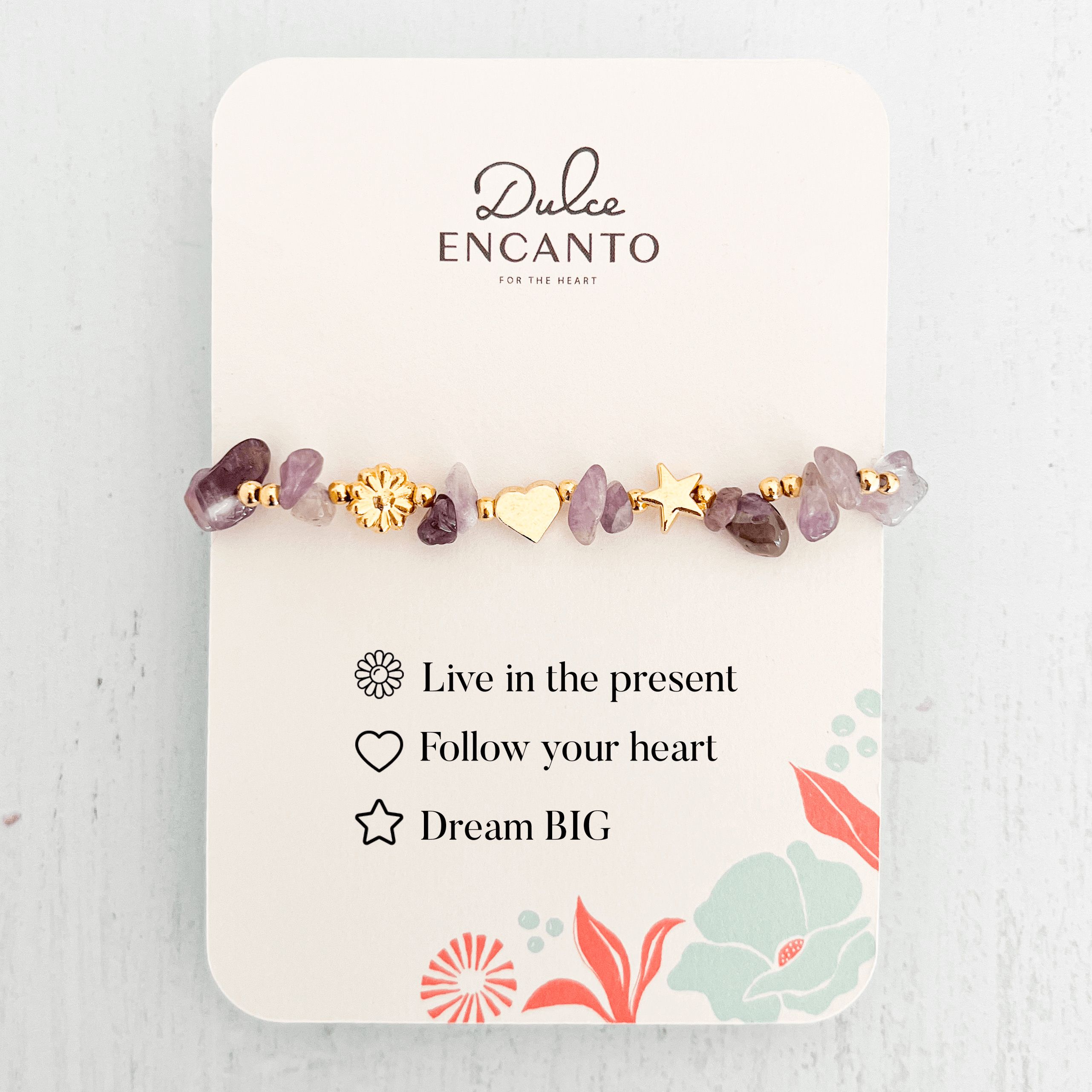 Amethyst Natural Stone Bracelet with Three Intentions