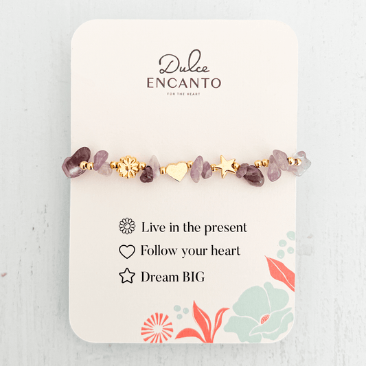 Amethyst Natural Stone Bracelet with Three Intentions