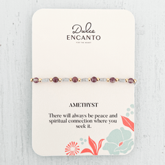 Amethyst Natural Stone Spheres Anklet with Gray Yarn