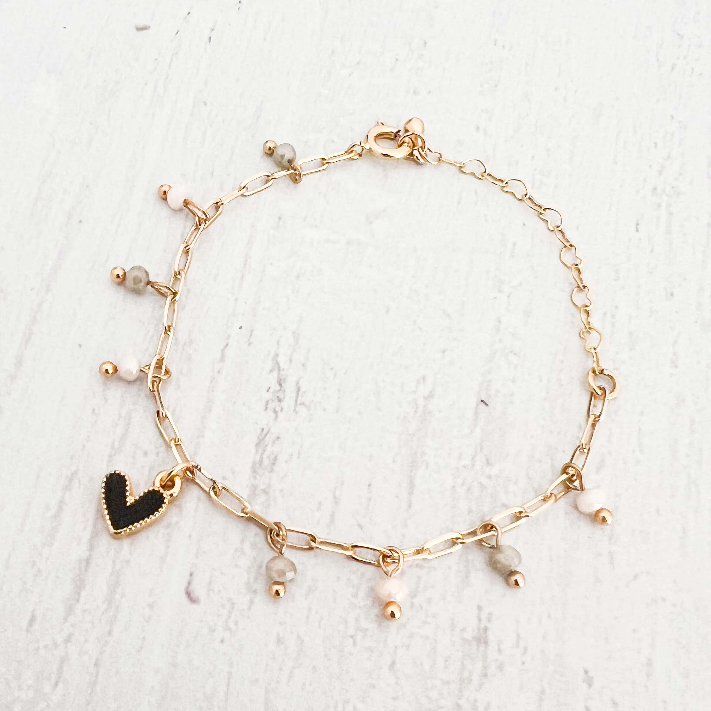 Black Heart and Murano Bracelet Clasp