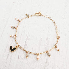 Black Heart and Murano Bracelet Clasp