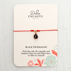 Black Tourmaline Bracelet with Red Yarn