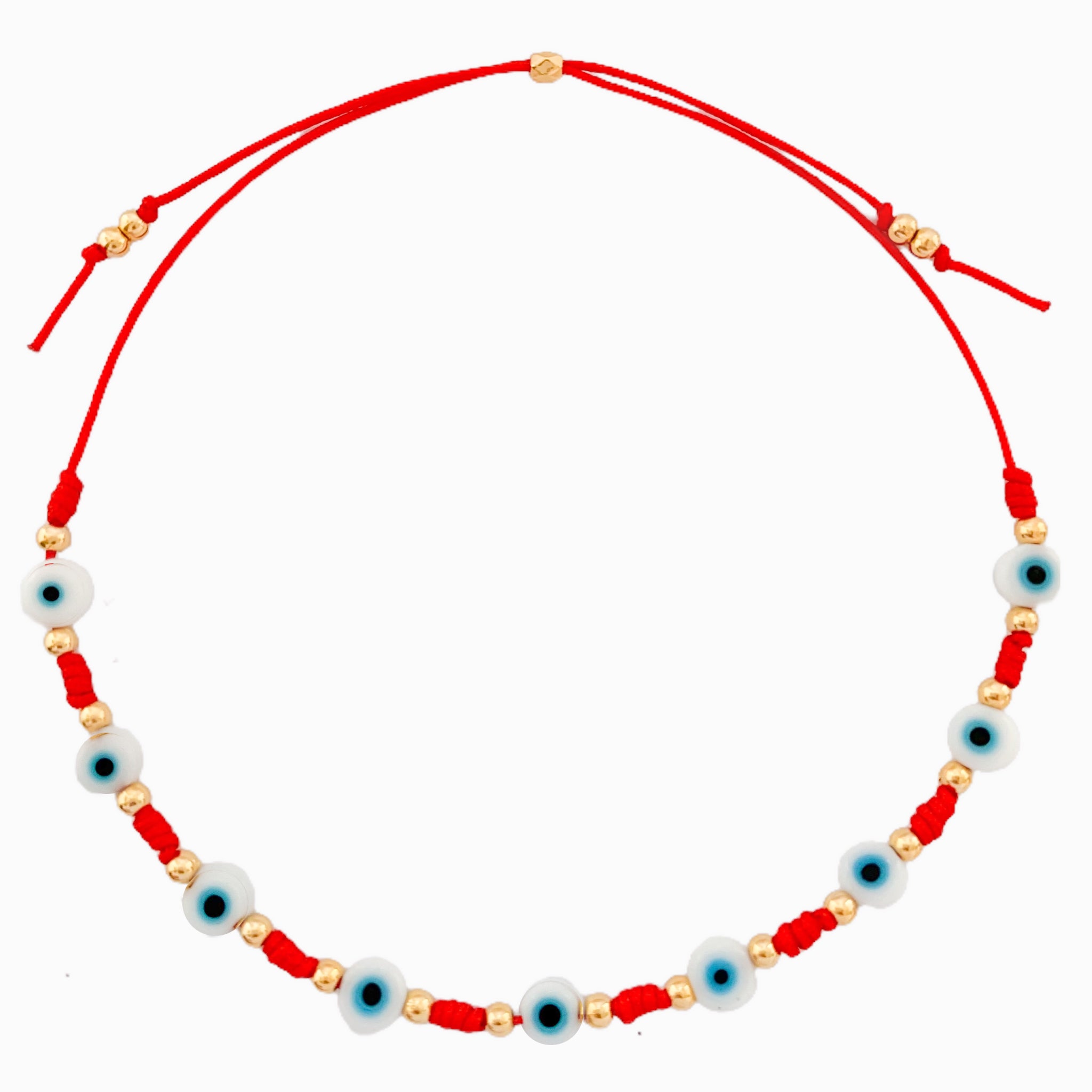 Evil Eye Anklet with Red Yarn