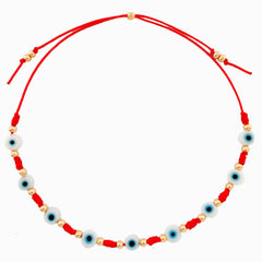 Evil Eye Anklet with Red Yarn