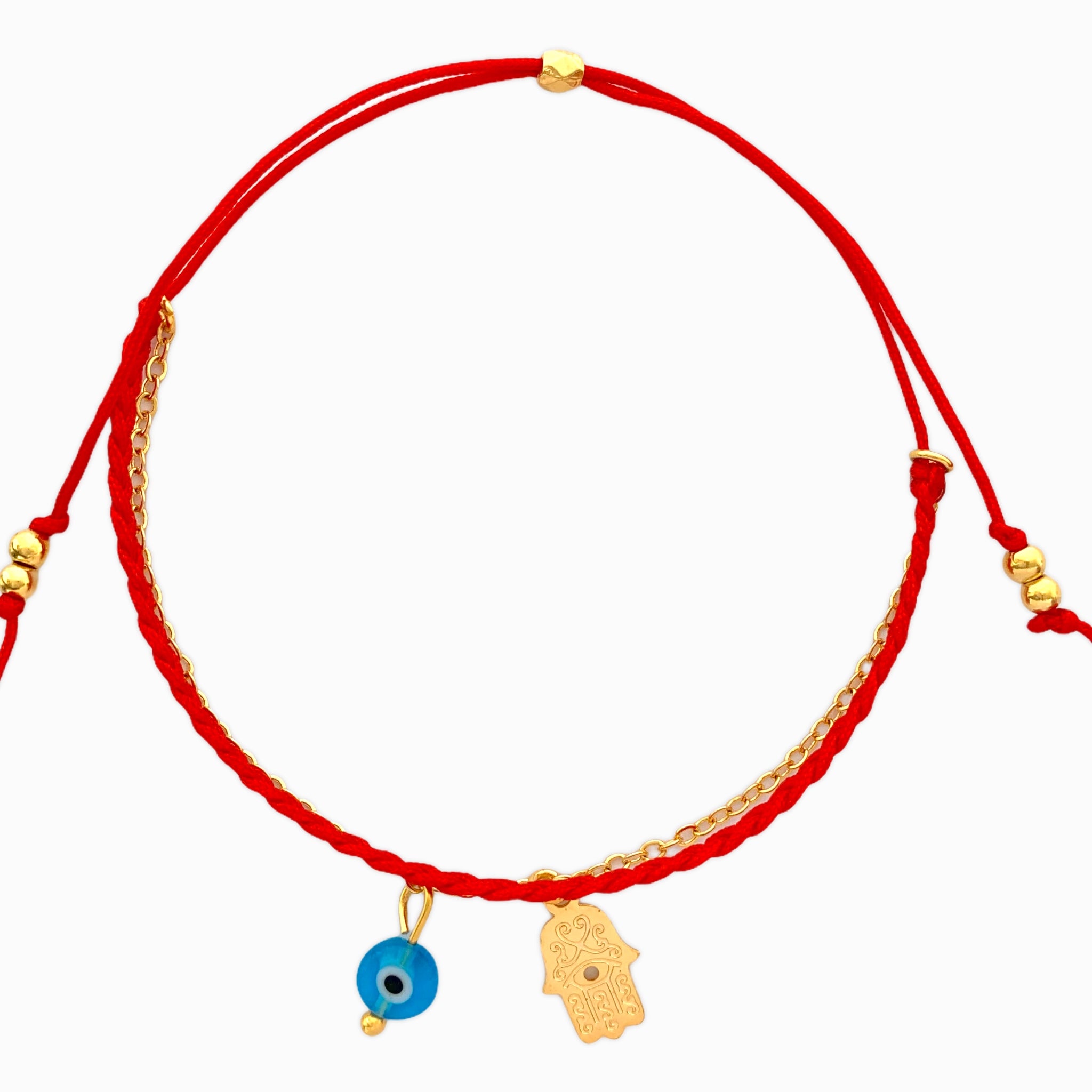 Evil Eye and Hamsa Hand Red Lace Bracelet