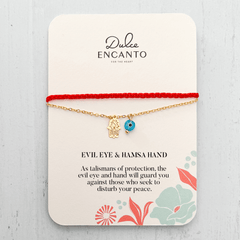 Evil Eye and Hamsa Hand Red Lace Bracelet