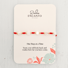 Flower Bracelet with Red Yarn