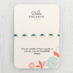 Heart Anklet with Dark Turquoise Yarn