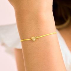 Heart Bracelet with Yellow Yarn
