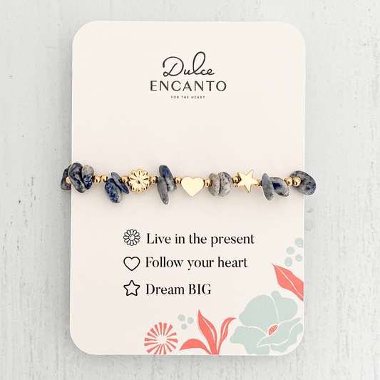 Lapis Lazuli Natural Stone Bracelet with Three Intentions