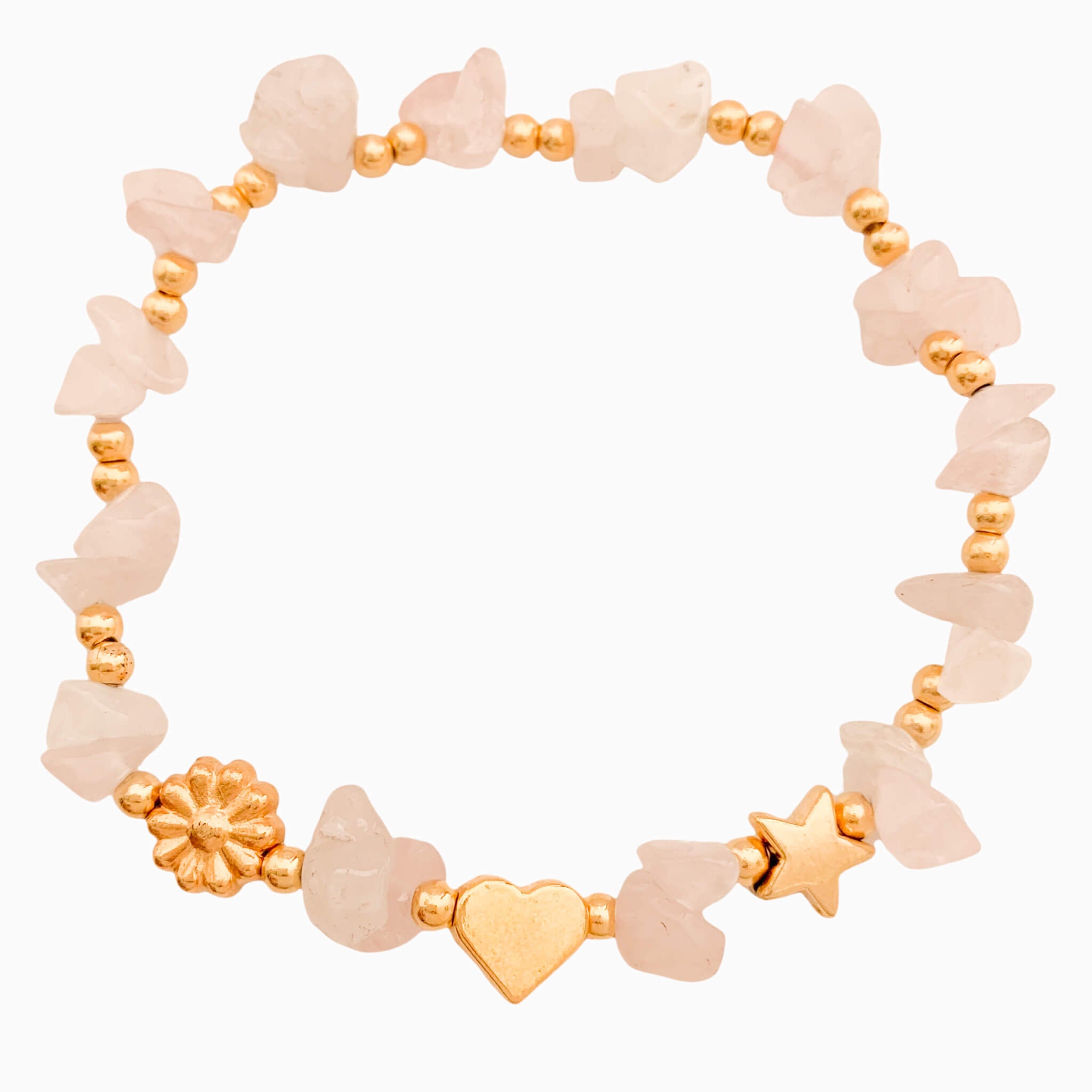 Pink Quartz Crystal Natural Stone Bracelet with Three Intentions