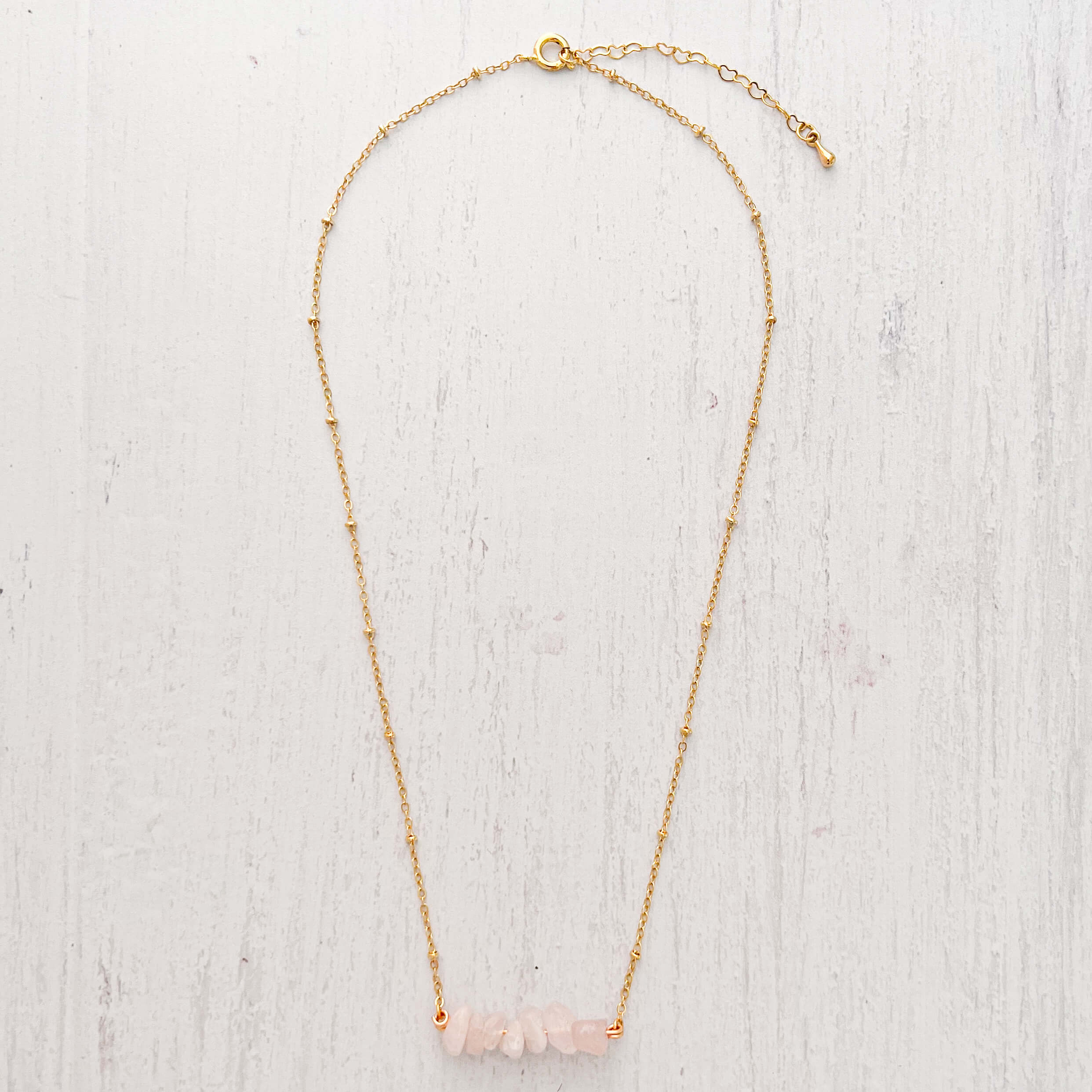 Pink Quartz Crystal Natural Stone Necklace