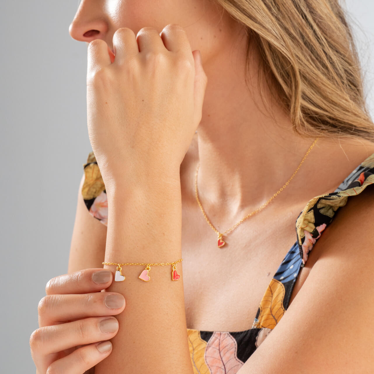 Pink and Red Heart Bracelet