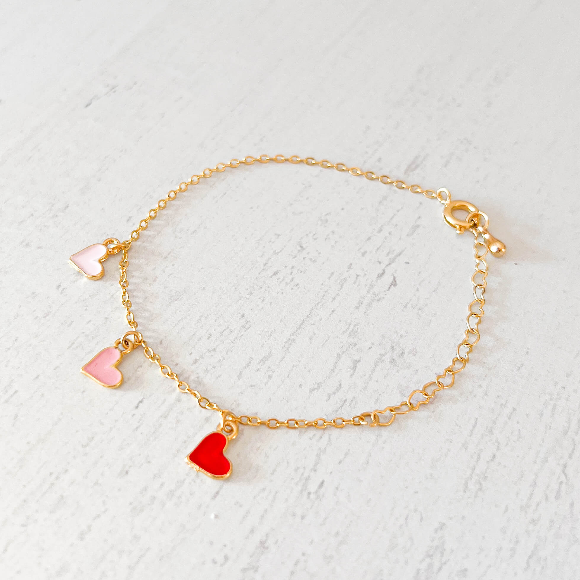 Pink and Red Heart Bracelet