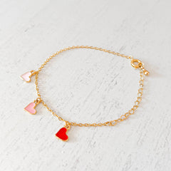 Pink and Red Heart Bracelet