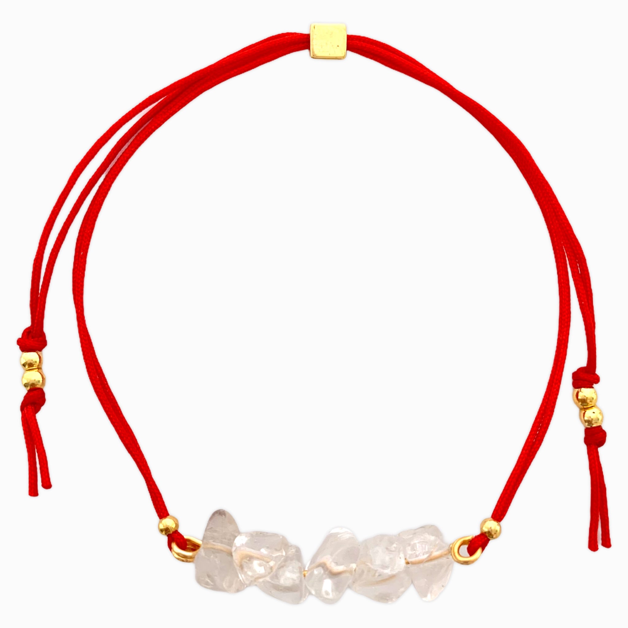 Quartz Crystal Natural Stone Bracelet with Red Yarn