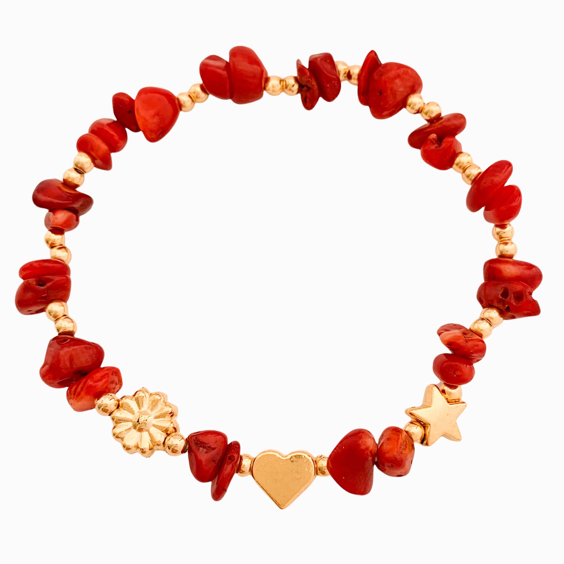 Red Coral Natural Stone Bracelet with Three intentions