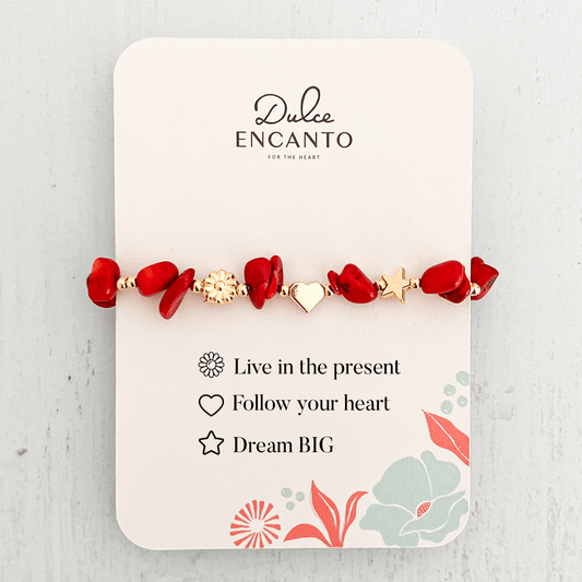 Red Coral Natural Stone Bracelet with Three intentions