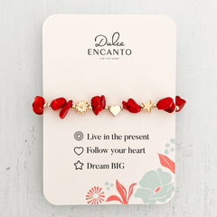 Red Coral Natural Stone Bracelet with Three intentions