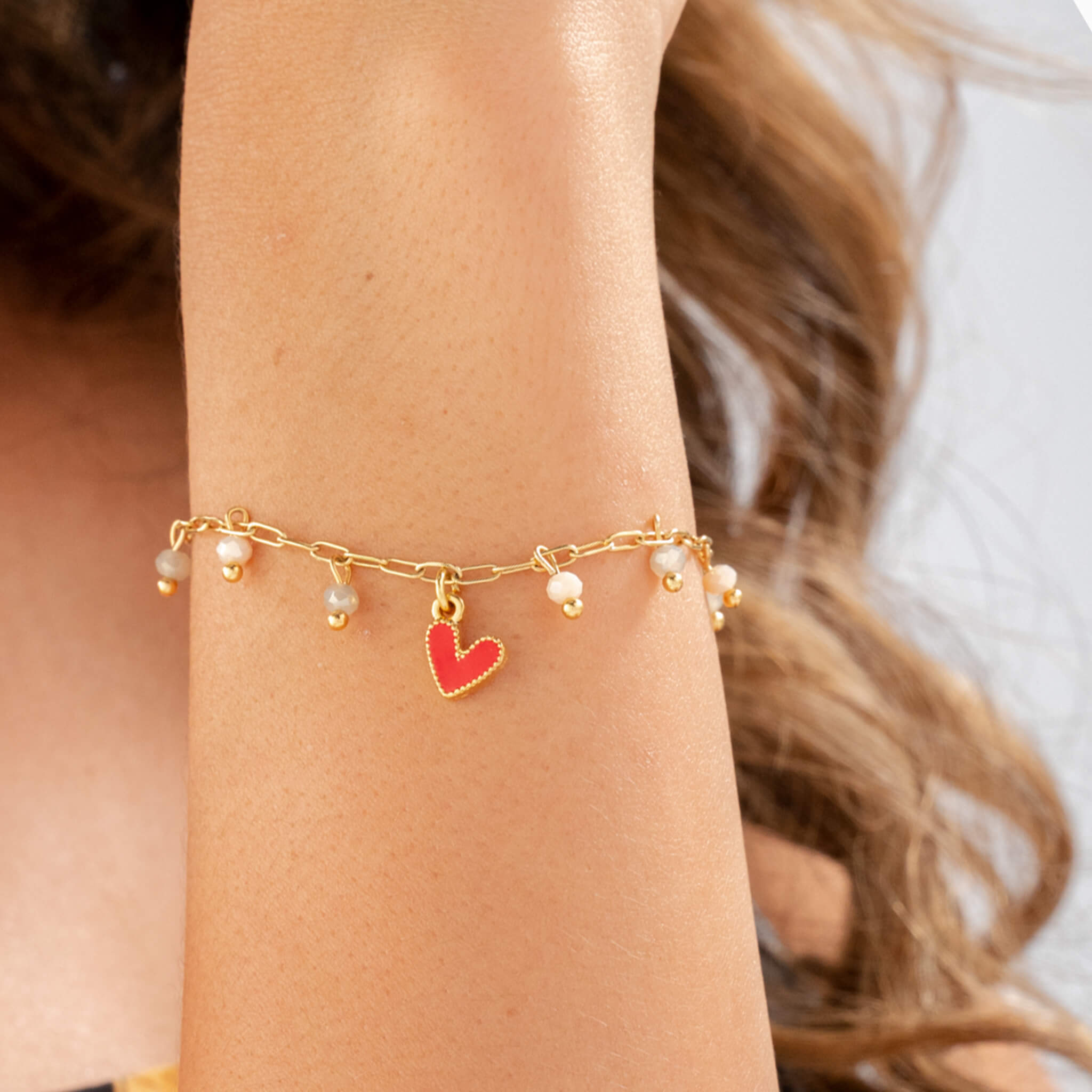 Red Heart and Murano Bracelet Clasp