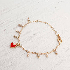 Red Heart and Murano Bracelet Clasp