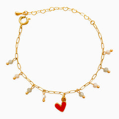 Red Heart and Murano Bracelet Clasp