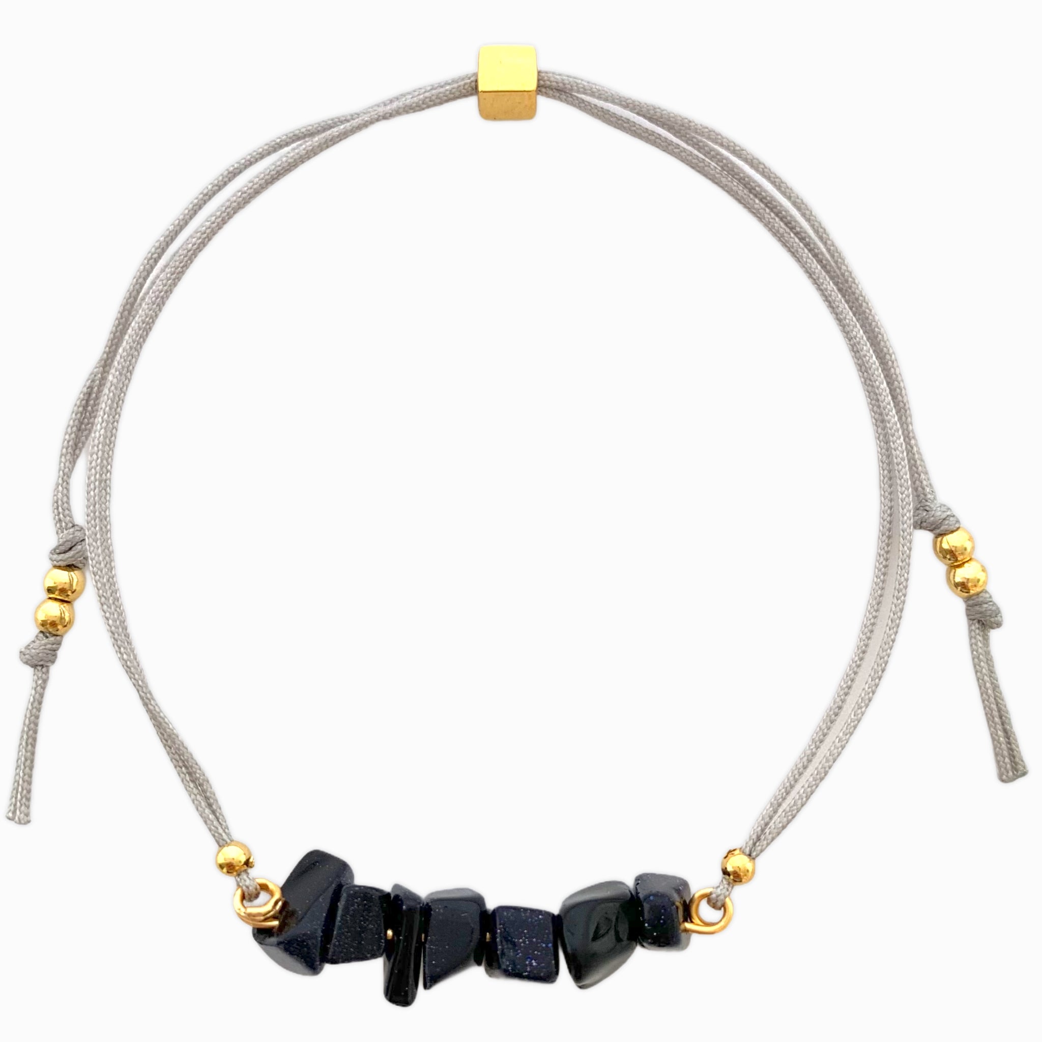 Silver Rain Natural Stone Bracelet with Gray Yarn