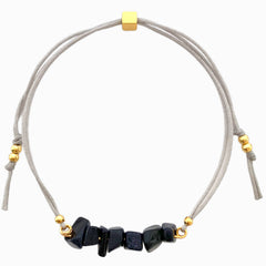 Silver Rain Natural Stone Bracelet with Gray Yarn