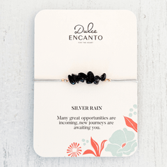 Silver Rain Natural Stone Bracelet with Gray Yarn