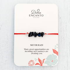 Silver Rain Natural Stone Bracelet with Red Yarn