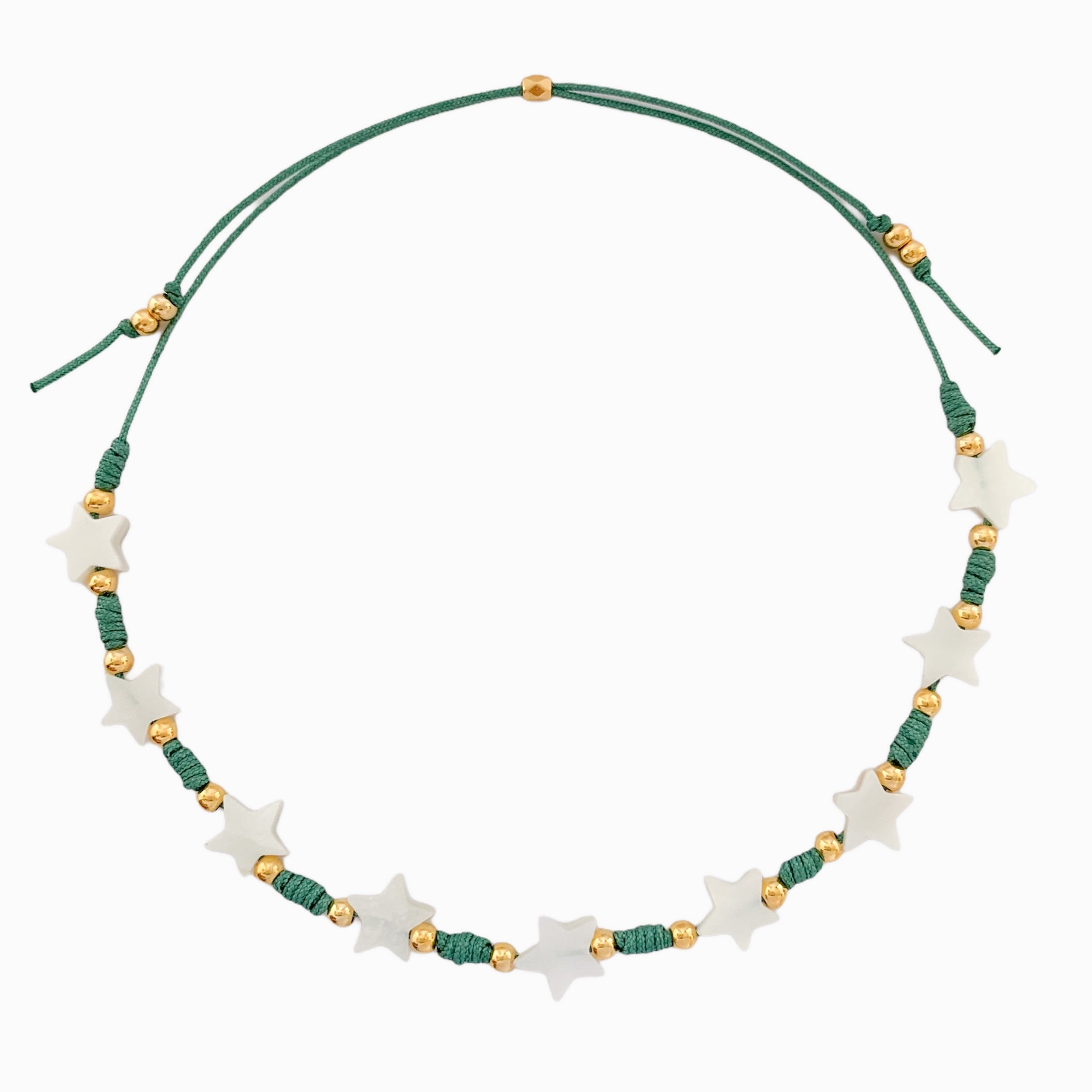 Star Anklet with Sea Green Yarn