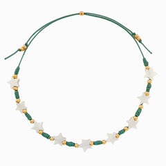 Star Anklet with Sea Green Yarn