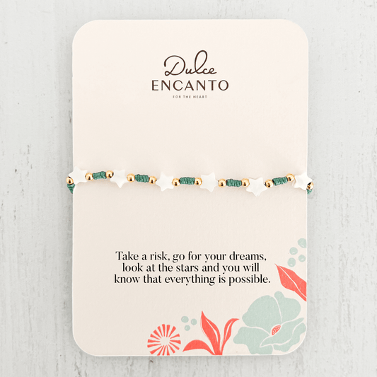 Star Anklet with Sea Green Yarn