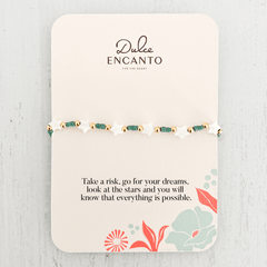 Star Anklet with Sea Green Yarn