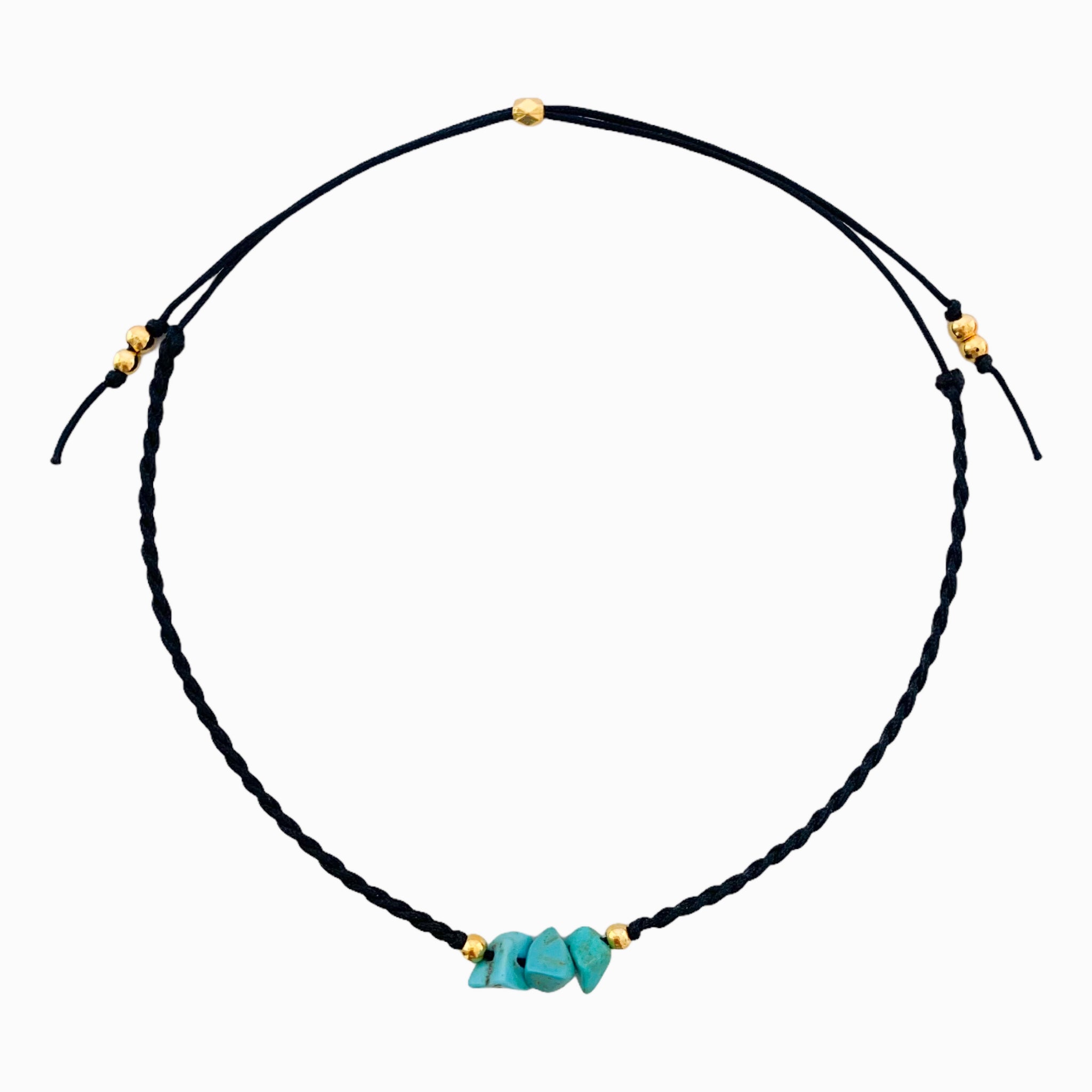 Turquoise Anklet with Black Yarn