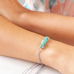 Turquoise Natural Stone Bracelet with Gray Yarn