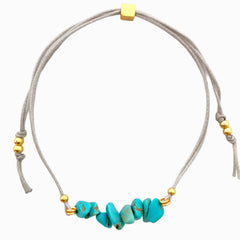 Turquoise Natural Stone Bracelet with Gray Yarn