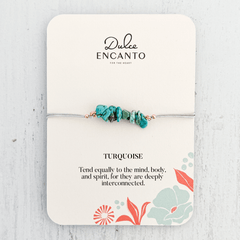 Turquoise Natural Stone Bracelet with Gray Yarn