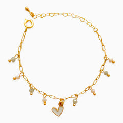 White Heart and Murano Bracelet Clasp