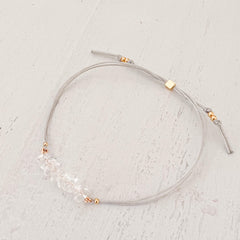 Quartz Crystal Natural Stone Bracelet with Gray Yarn