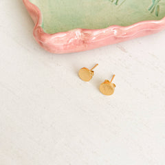 Medium Round Gold-Plated Striped Studs