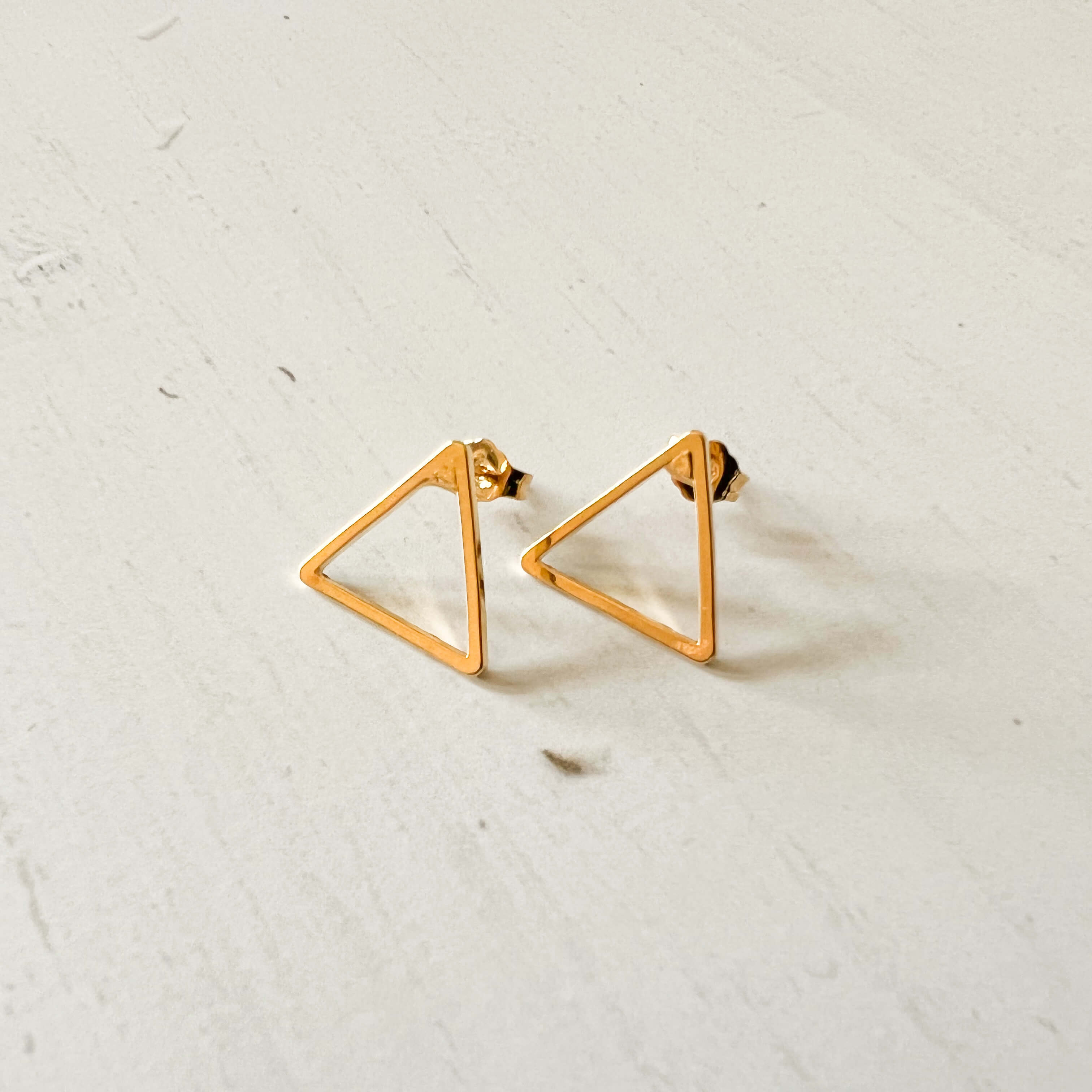 Large Gold-Plated Triangle Silhouette Studs